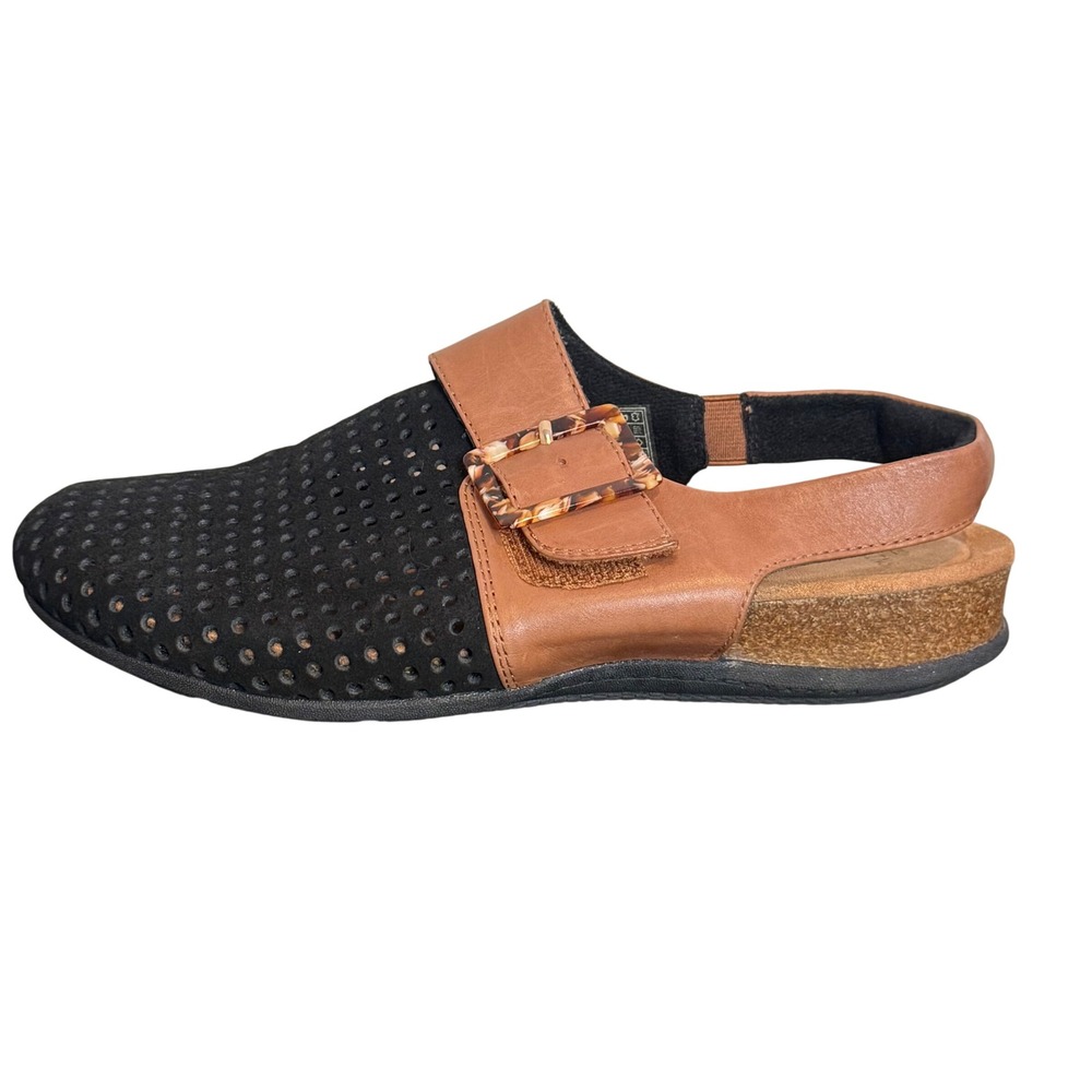 Earth Origins Perforated Slingback Clogs Womens 11 Black Tortoiseshell Granola